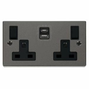 Click Scolmore - Click Deco 2G 13A Switch Skt 4.2A A&C Usb Vpbn Bk (VPBN786BK)