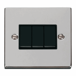 Click Scolmore - Click Deco 3 Gang 2 Way 10Ax Switch Black (VPCH013BK)