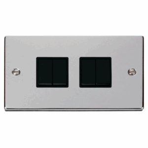 Click Scolmore - Click Deco 4 Gang 2 Way 10Ax Switch Black (VPCH019BK)