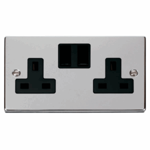 Click Scolmore - Click Deco 2 Gang 13A Dp Switched Socket Outlet Black (VPCH036BK)