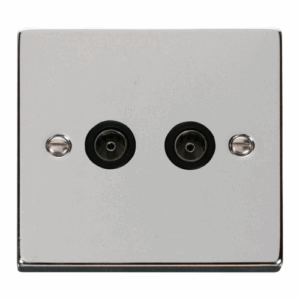 Click Scolmore - Click Deco Twin Coaxial Socket Outlet Black (VPCH066BK)