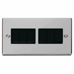 Click Scolmore - Click Deco 6 Gang 2 Way 10Ax Switch Black (VPCH105BK)