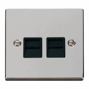 Click Scolmore - Click Deco Twin Telephone Socket Outlet Master Black (VPCH121BK)