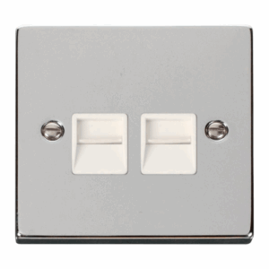 Click Scolmore - Click Deco Twin Telephone Socket Outlet Master White (VPCH121WH)