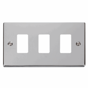Click Deco 3 Gang GridPro Frontplate Polished Chrome