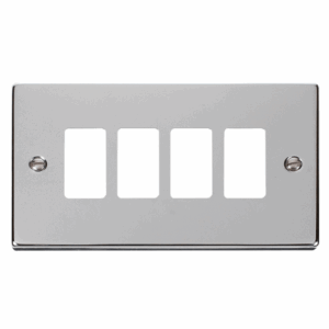 Click Deco 4 Gang GridPro Frontplate Polished Chrome