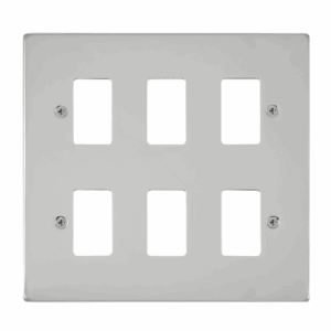 Click Deco 6 Gang GridPro Frontplate Polished Chrome