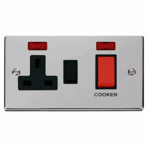 Click Scolmore - Click Deco 45A Dp Switch 13A Switched Socket & Neons (2) Black (VPCH205BK)