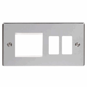 Click Deco Hotel Accessory Plate 2 Gang GridPro Frontplate With Twin New Media Aperture