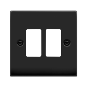 Click Scolmore - Click Deco GridPro 2 Gang Deco Plate Matt Black (VPMB20402)