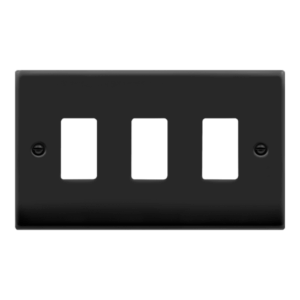 Click Scolmore - Click Deco GridPro 3 Gang Deco Plate Matt Black (VPMB20403)