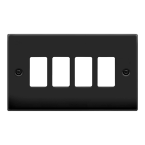 Click Scolmore - Click Deco GridPro 4 Gang Deco Plate Matt Black (VPMB20404)