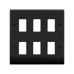 Click Scolmore - Click Deco GridPro 6 Gang Deco Plate Matt Black (VPMB20506)