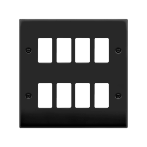 Click Scolmore - Click Deco GridPro 8 Gang Deco Plate Matt Black (VPMB20508)