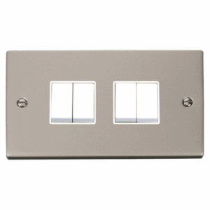 Click Scolmore - Click Deco 4 Gang 2 Way 10Ax Switch White (VPPN019WH)