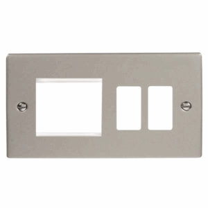 Click Scolmore - Click Deco Hotel Accessory Plate 2 Gang GridPro Frontplate With Twin New Media Aperture (VPPN31102)
