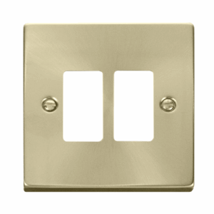 Click Scolmore - Click Deco 2 Gang GridPro Frontplate Satin Brass (VPSB20402)