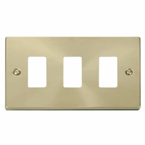 Click Scolmore - Click Deco 3 Gang GridPro Frontplate Satin Brass (VPSB20403)