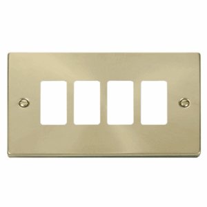 Click Scolmore - Click Deco 4 Gang GridPro Frontplate Satin Brass (VPSB20404)