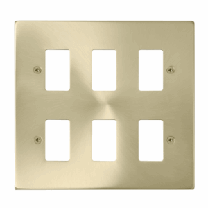 Click Scolmore - Click Deco 6 Gang GridPro Frontplate Satin Brass (VPSB20506)