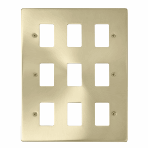 Click Scolmore - Click Deco 9 Gang GridPro Frontplate Satin Brass (VPSB20509)