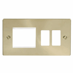 Click Scolmore - Click Deco Hotel Accessory Plate 2 Gang GridPro Frontplate With Twin New Media Aperture (VPSB31102)