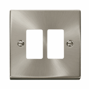 Click Scolmore - Click Deco 2 Gang GridPro Frontplate Satin Chrome (VPSC20402)