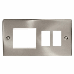 Click Scolmore - Click Deco Hotel Accessory Plate 2 Gang GridPro Frontplate With Twin New Media Aperture (VPSC31102)