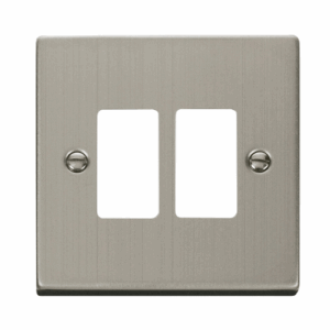 Click Scolmore - Click Deco 2 Gang GridPro Frontplate Stainless Steel (VPSS20402)