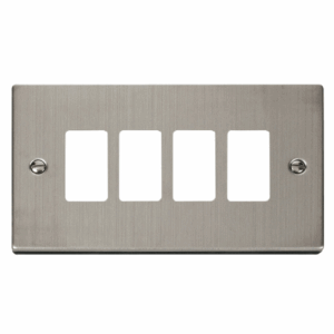 Click Scolmore - Click Deco 4 Gang GridPro Frontplate Stainless Steel (VPSS20404)
