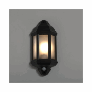 KSR Lighting Manta E27 PIR Half Lantern (Black)