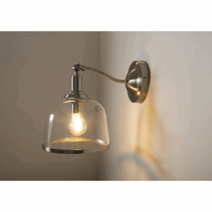 KSR Lighting Vitoria Single Glass E14 Wall Light (Satin Chrome)