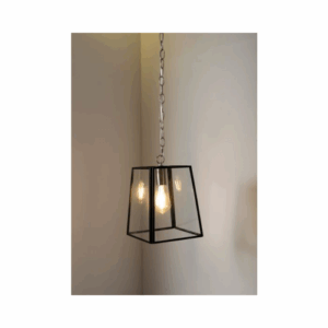 Ceiling Pendants - KSR Lighting Arcos Square Glass E27 Hanging Lantern Black (KSR1665BLK)