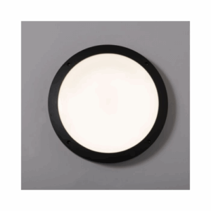 KSR Lighting Reggio Ii 18w 4000k Led Plain Cast Bulkhead With Microwave Sensor Black