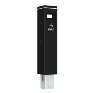 7kW / 22kW Commercial Chargers - Evec Black floor mounted smart EV charger pedestal c/w 1x 7.4kW charging socket (ESP01-N)