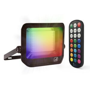 Ansell Telic RGBW Floodlight 10W Black Remote Control