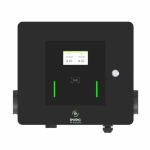 Dual Gun Chargers - Evec VEC Sprint Black wall mounted smart EV charger c/w 2x 22KW charging socket (EDW02)
