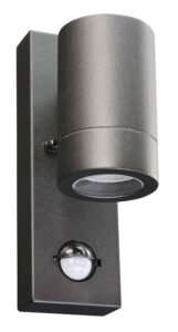 Up & Down Lights - Robus Canefinch Mono GU10 Wall Light IP44 Pir Single Black (RCF1GUSSP-04)