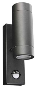 Up & Down Lights - Robus Canefinch GU10 Up/Down Wall Light IP44 Pir Double Black (RCF2GUSSP-04)