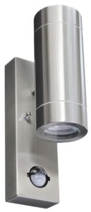 Up & Down Lights - Robus Canefinch GU10 Up/Down Wall Light IP44 Pir Double Brushed Chrome (RCF2GUSSP-13)