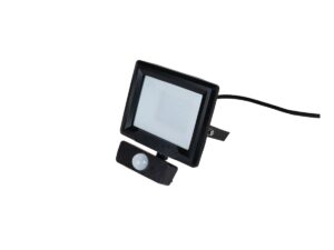 Robus Hilume 10W Led Flood Light With Pir IP65 Black 4000K C/W 1M Flex