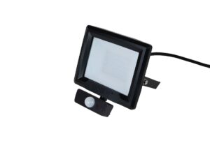 Robus Hilume 20W Led Flood Light With Pir IP65 Black 4000K C/W 1M Flex
