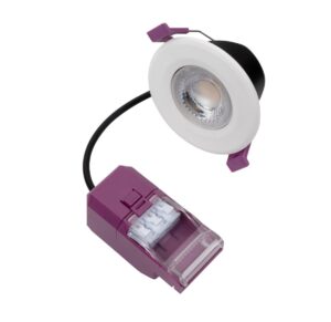 Robus Triumph Express Tilt4/6 Dual Wattage IP65 Fire Rated Downlight Cct4 2 Part Connector White Trim