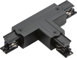 Knightsbridge Three Circuit - Knightsbridge K-LINE 230V 3-Circuit Track Right T-Connector Black (KLTR1BK)
