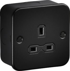 Metal Clad Range - Knightsbridge Black Metal Clad 13A 1G Unswitched Socket (MR7000UTB)