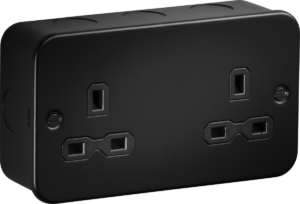 Metal Clad Range - Knightsbridge Black Metal Clad 13A 2G Unswitched Socket (MR9000UTB)