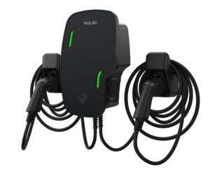 Commercial Chargers - Rolec Zura Smart EV Charger 2 x up to 7.4kW Type 2 10m Tethered Black (ROLEC3155B)