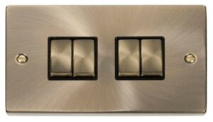 Click Scolmore - Click Deco 4 Gang 2 Way Ingot 10Ax Switch Black (VPAB414BK)