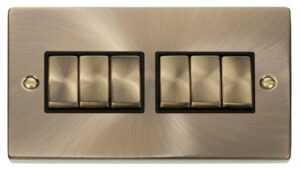 Click Scolmore - Click Deco 6 Gang 2 Way Ingot 10Ax Switch Black (VPAB416BK)