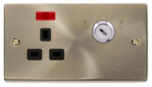 Click Scolmore - Click Deco 13A 1G Dp Lockable Skt W Neon Deco Ab Bk (VPAB655BK)